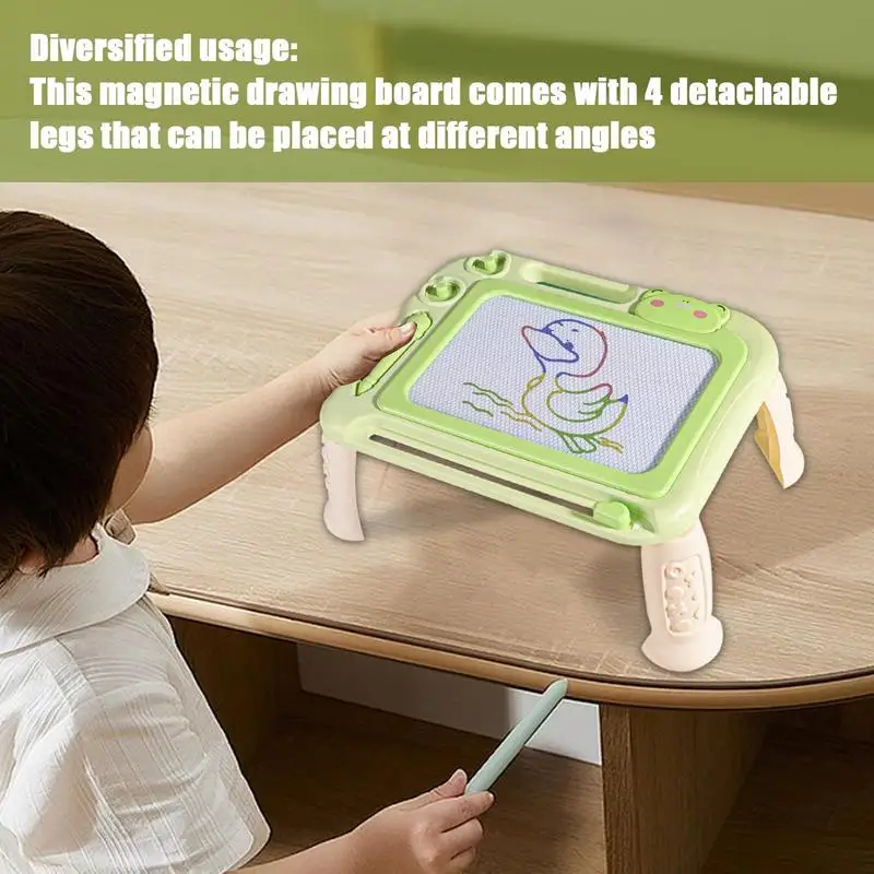 Tablero de dibujo para niños, tablero de dibujo magnético de dibujos animados para chico, juguete de habilidades motoras finas con cuatro patas desmontables para el hogar y al aire libre