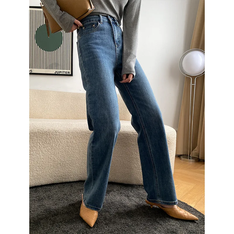 

Women Solid Jeans Denim Wide Leg Pants Full Lenth High Waist Zipper Straight Loose Fit Y2k Streetwear Casual 2026 Spring Autumn、