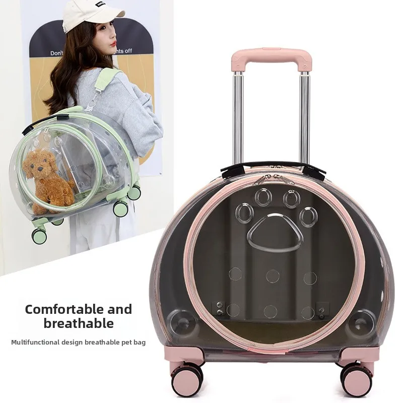 New PC pet trolley case transparent cat bag air case dog going out pet backpack portable case