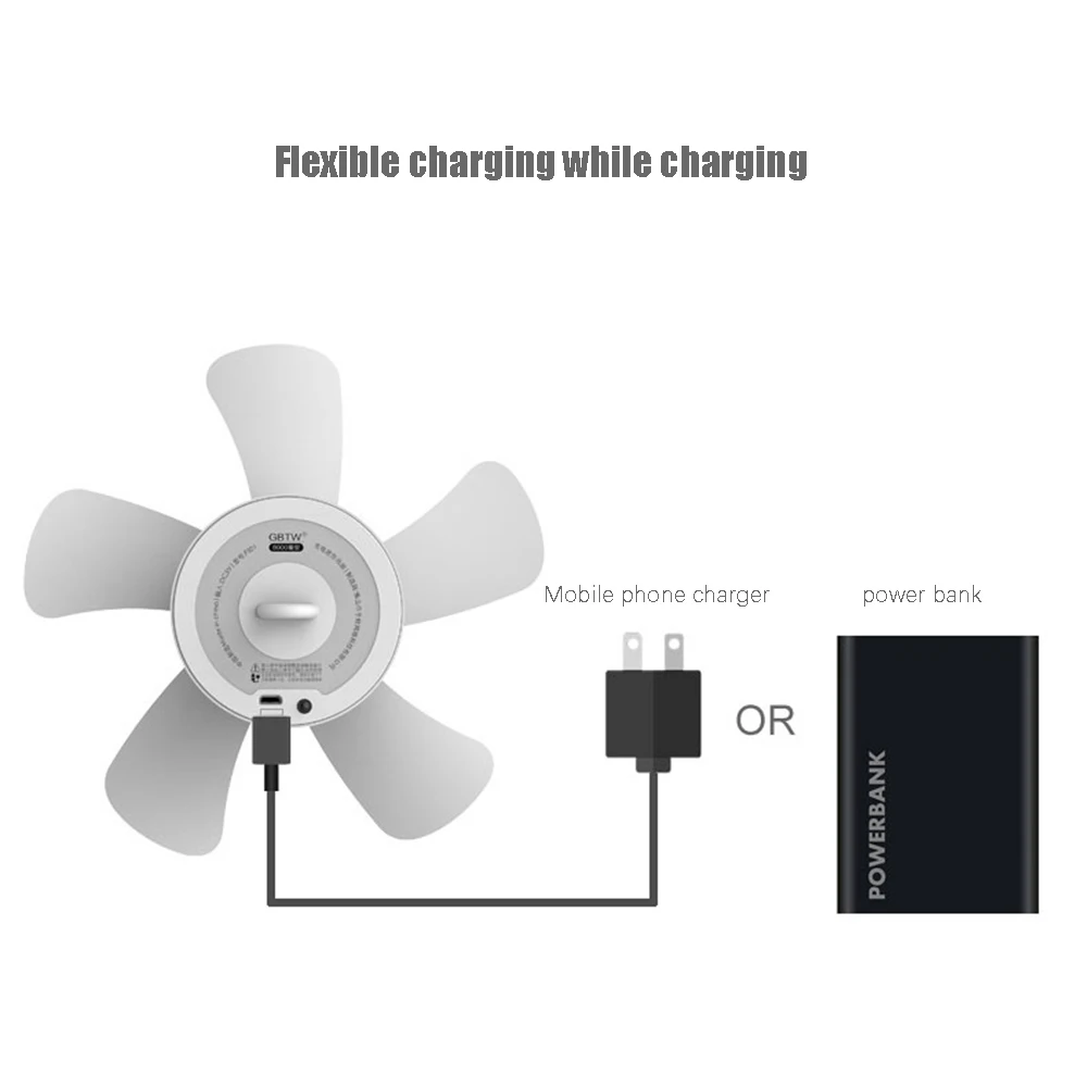 Ventilador de techo USB de 8000mAh, Enfriador de aire con Control remoto, colgador de tiendas de campaña para cama, Camping, colgante al aire libre