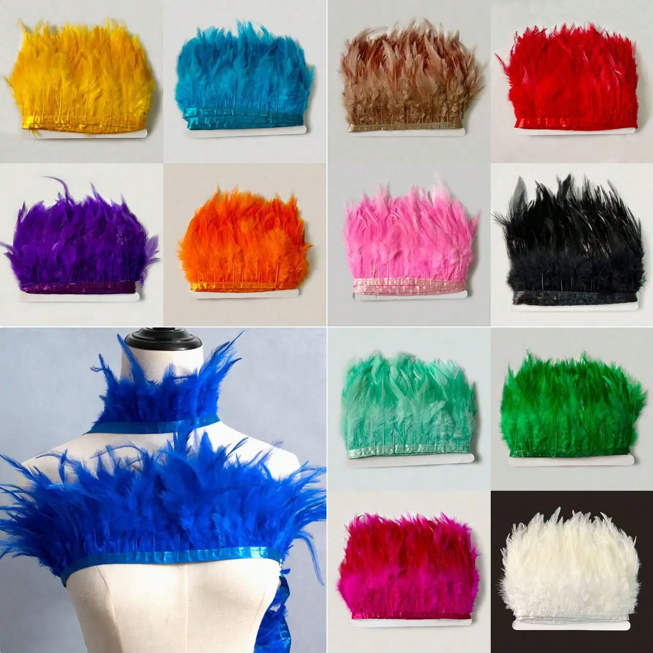 

2M/10M Color Artificial Turkey Feather 13-18cm Edge Diy Crafts Feather Ribbon Clothing Accessories Home Decoration