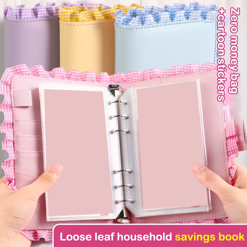 Cute Money Savings Challenge Binder Large Capacity Children Savings Challenges Book Leather Waterproof Cash Budget Notebook