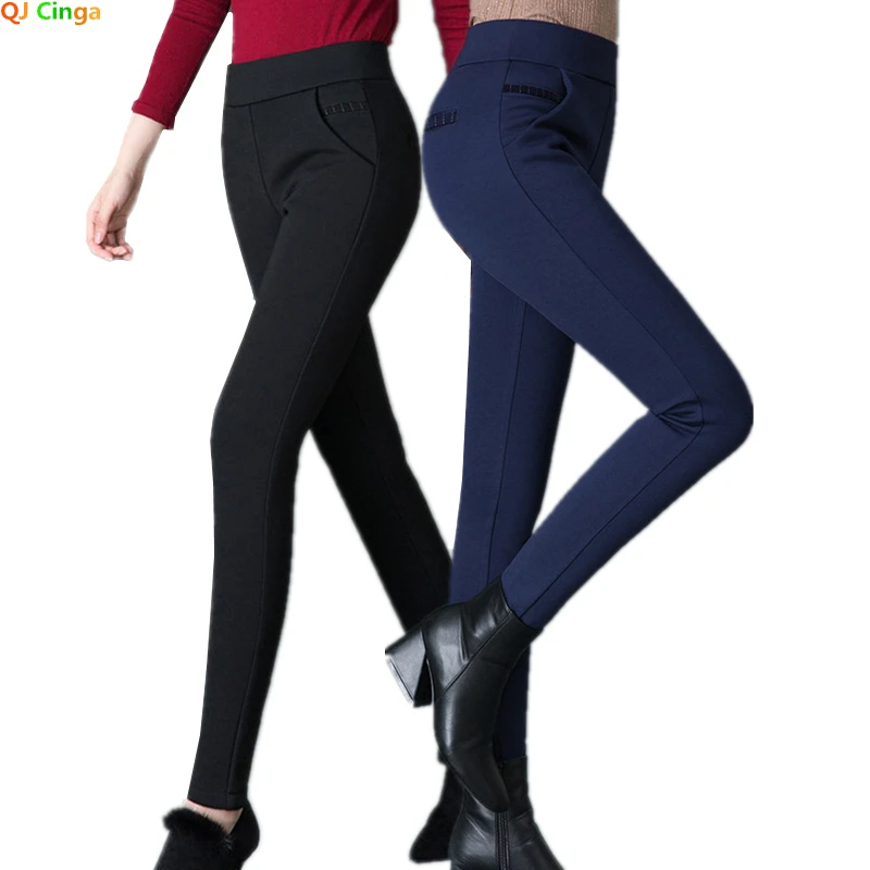 New Small Foot Pants Women\'s High Waist Stretch Tight Pencil Pant, Asian Size Casual Pants Black, Navy Blue Women Slacks