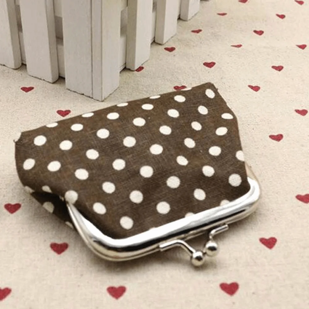 Fashion Mini Zipper Iron Buckle For Girls Dots Linen Coin Purse Korean Money Bag Coin Bag Small Purse Wallets