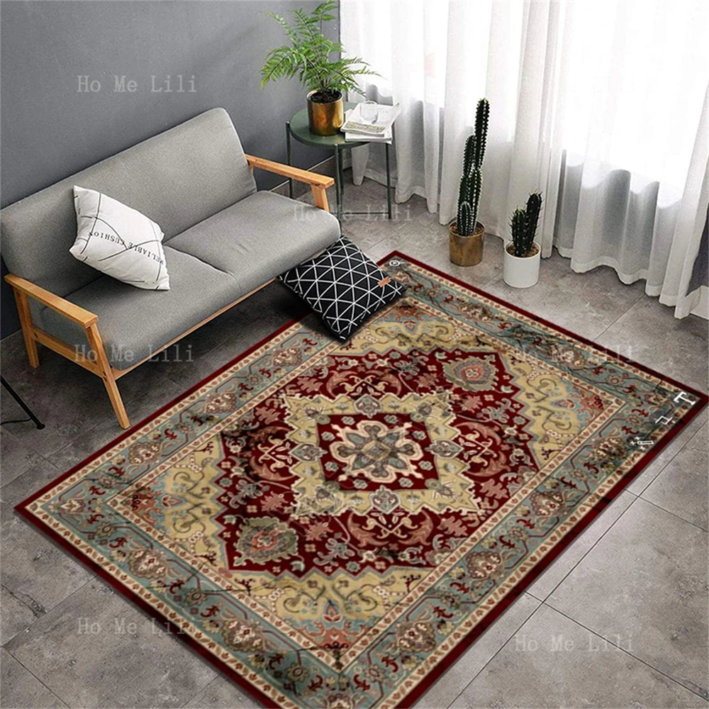 American Retro Nordic National Style Art Pattern Carpet Floor Decorated Living Room Kitchen Bedroom Garden