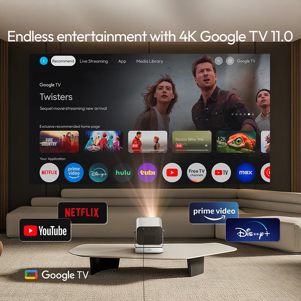 BYINTEK R90 Max Magic 4 Max Full HD 1080P Projector 4K Google TV 11.0  DLP 2200 ANSI Lumens 3D 4K Supported