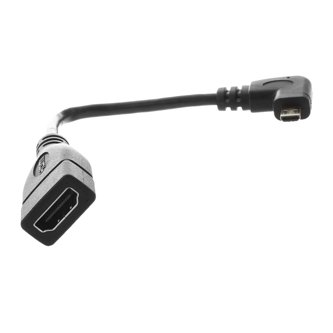 Kabel przejściowy micro-HDMI o kącie 90 stopni, męski na HDMI, żeński, długość: 17 cm