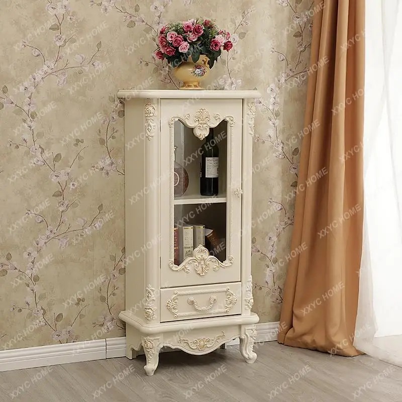 Home Living Room Single Door Ivory White Side Cabinet Locker