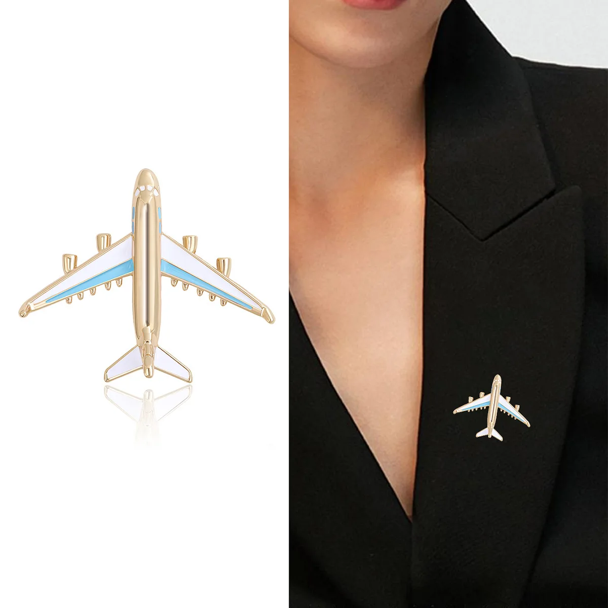 MiFaViPa Fashion Plane Shape Brooch Badge Good Quality Metal Aircraft Sweater Corsage Women Men Brooches Lapel Decoration Gifts