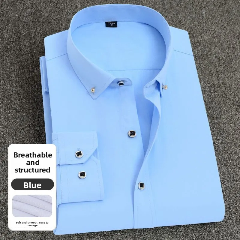 

Spring Autumn New Style Men's High End Long Sleeve Casual Shirt Diamond Button Anti Wrinkle Professional Workwear Groomsmen S...