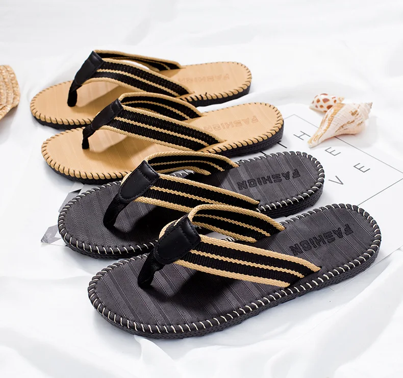 Ein Paar Herren-Slipper, flache Outdoor-Strand-Flip-Flops, lässige Frühlings- und Sommer-Slipper, rutschfeste Herren-Hausschuhe für drinnen, S – Detail 6