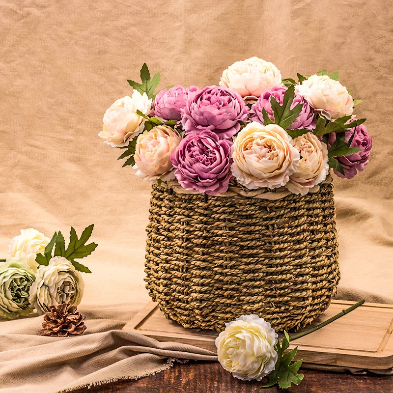 

5-10pcs High End Simulation Peony Violet Palace French Silk Flower Simulation Rose Indoor Decoration Floral Vase Arrangement