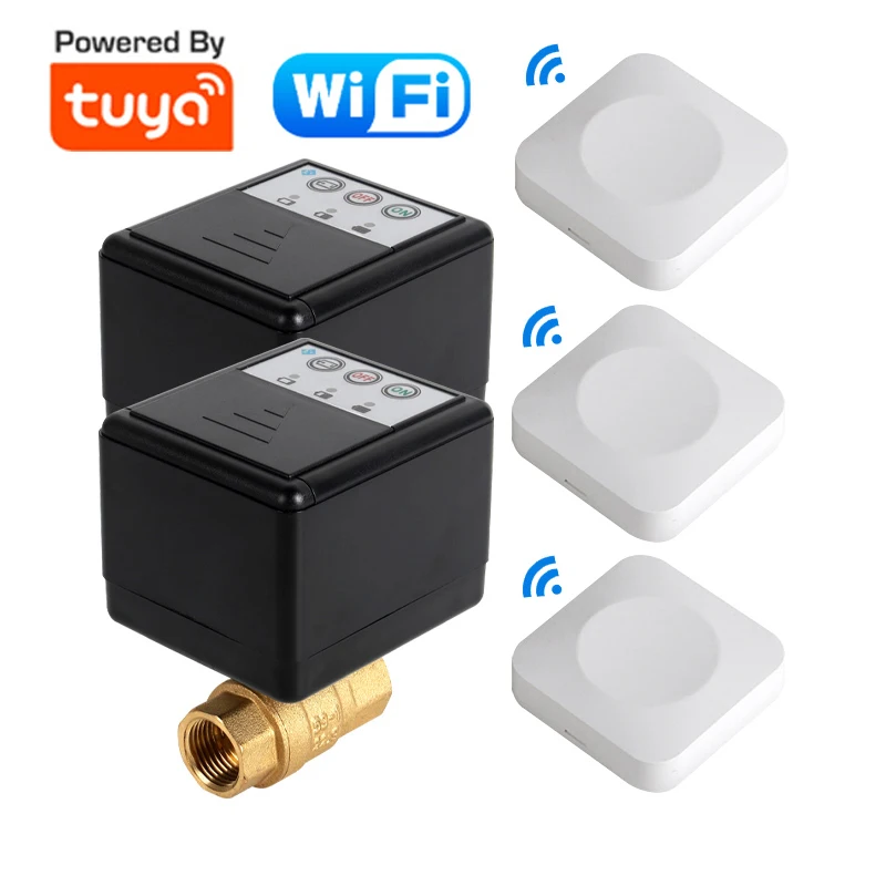 Tuya WIFI Wireless Water Leak Detector DN15 DN20 DN25 Solenoid Valve Batteries Power tuya and 3pc tuya wifi water sensors