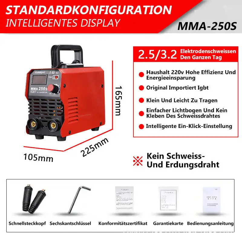 MMA250 Mini Welding Machine Inverter Electric Welding Machine 220v Adjustable Current 20-250A Handheld Arc Welder Equipment