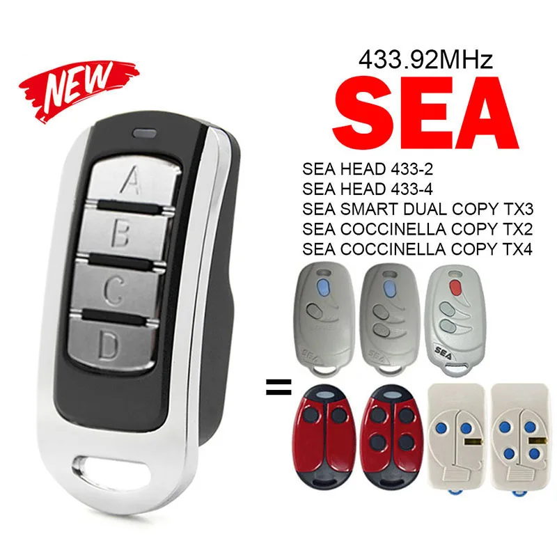 

For SEA HEAD 433-2 433-4 SMART DUAL COCCINELLA COPY TX2 TX3 TX4 Garage Door Remote Control 433.92MHz Electric Gate Transmitter