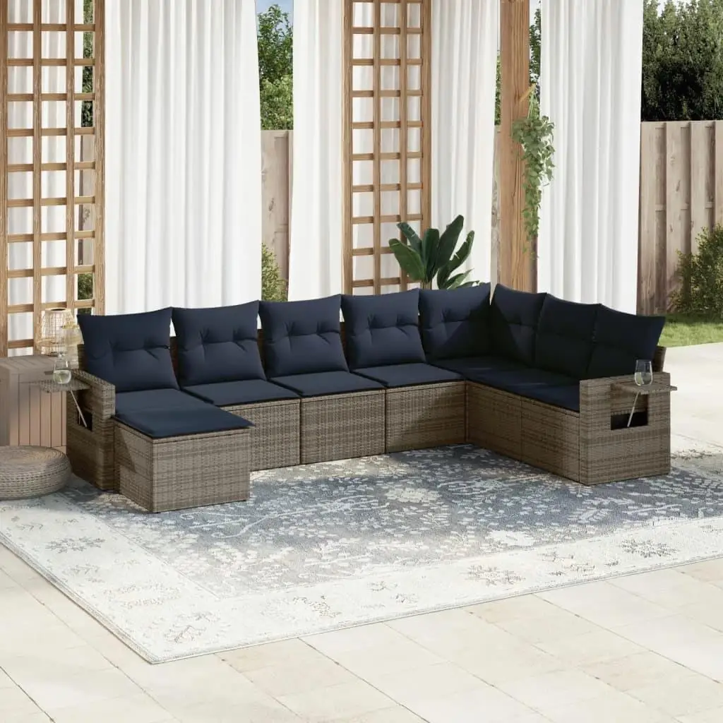 

8 Piece Grey Poly Rattan Patio Sofa Set with Comfortable Cushions for Outdoor Living Space