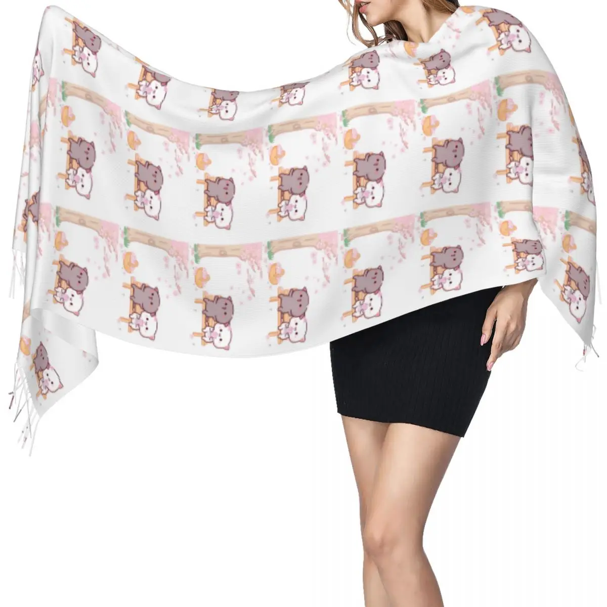 Customized Print Peach And Goma Scarf Women Men Winter Warm Scarves Fashion Versatile Shawls Wraps