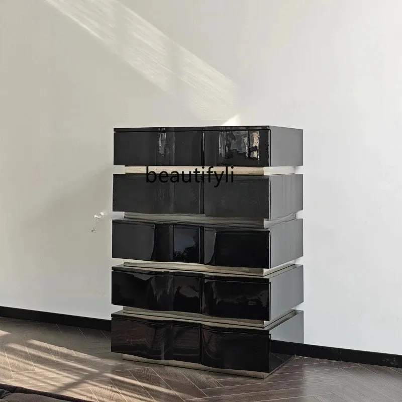 

Italian minimalist, metal dining side cabinet, solid wood retro, art side cabinet, entrance storage cabinet