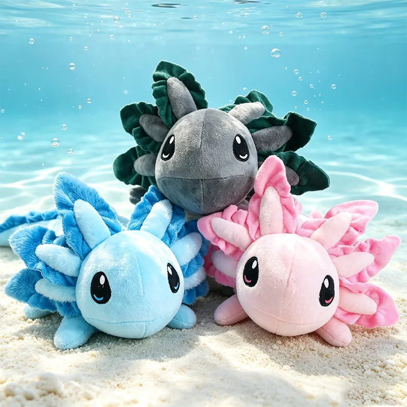 75CM Simulated Axolotl Plush Toy Soft Stuffed Animal Salamander lizard Multi-colored Fish Plushies Pillow Doll Kid Birthday Gift