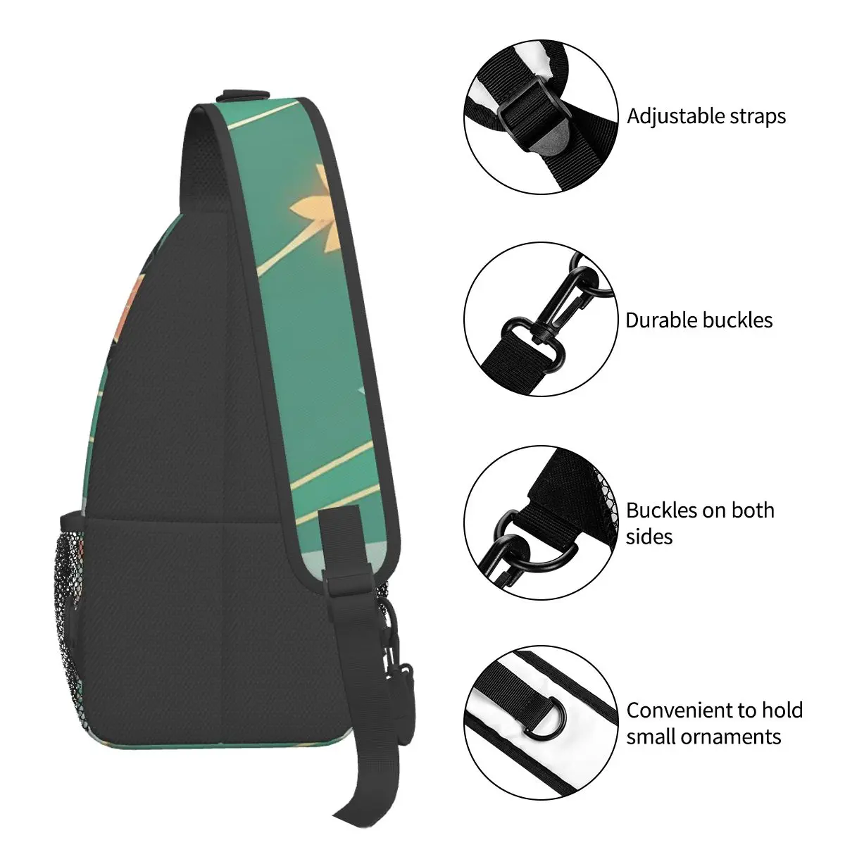 Kaedehara Kazuha Burst Pattern Crossbody Chest Bags, Pockets Travel Pack, Messenger Sports, Teens Initiated Bag, Unisex