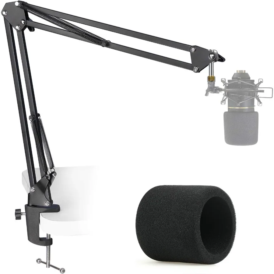 

MXL 770 990 Microphone Stand with Pop Filter Mic Suspension Boom Scissor Arm Stand with Foam Windscreen for MXL Mics 990 770 by
