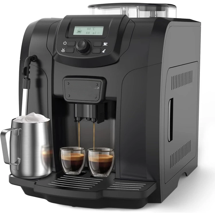 Automatic Espresso Coffee Machine, 19 Bar Barista Pump Coffee Maker with Grinder and Manual Milk Frother Steam Wand