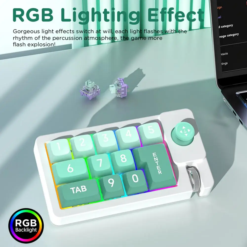 12 Key RGB Gaming Keyboard One-Handed Mechanical Keyboard Programmable Hotswappable Small Keypad Gaming And Typing Keyboard