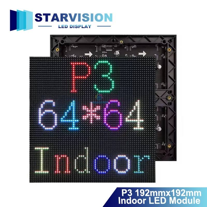 

SMD Indoor P3 RGB LED Matrix Module 64x64 Pixels High Resolution 1/32 Scan LED Display Panel for Advertising Sign