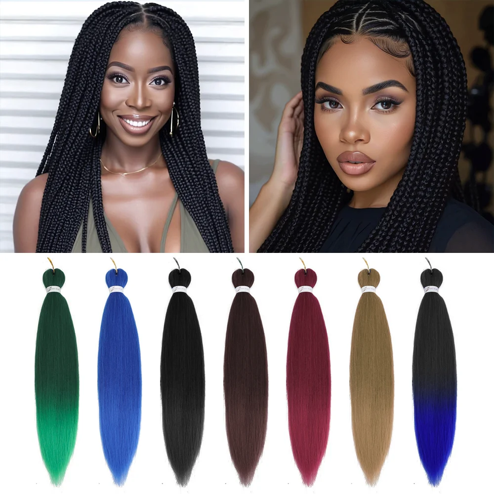 Tranças sintéticas Jumbo extensões de cabelo para mulheres, tranças fáceis, Ombre, trança colorida, pré esticada, trança de crochê, 26"