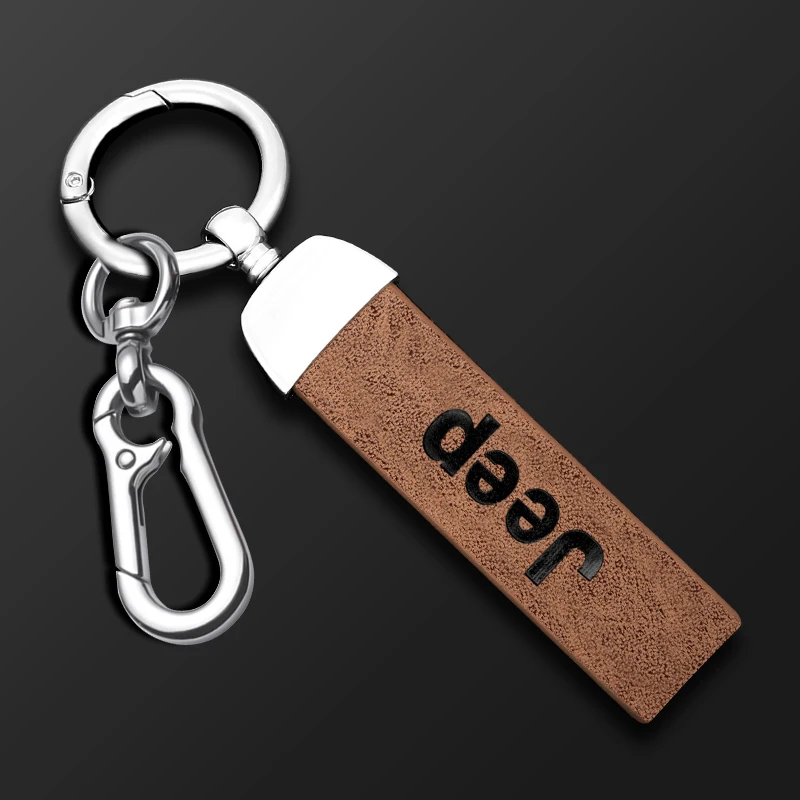 Leather Metal Car Keychain Car Key Ring For Gift For Jeep Wrangler JL JK Renegade Grand Compass Gladiator Cherokee Patriot XJ