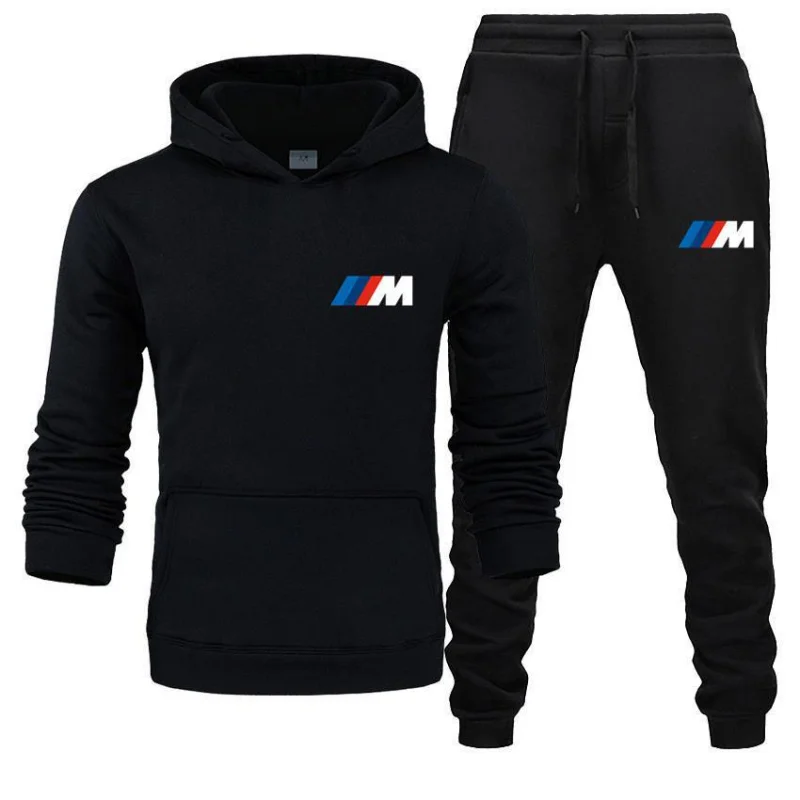 2024Autumn and Winter New Cross-Border Hoodie Sports Sweater Suit Men's Foreign Trade Autumn BMW Brand Printing Leisure Pullover