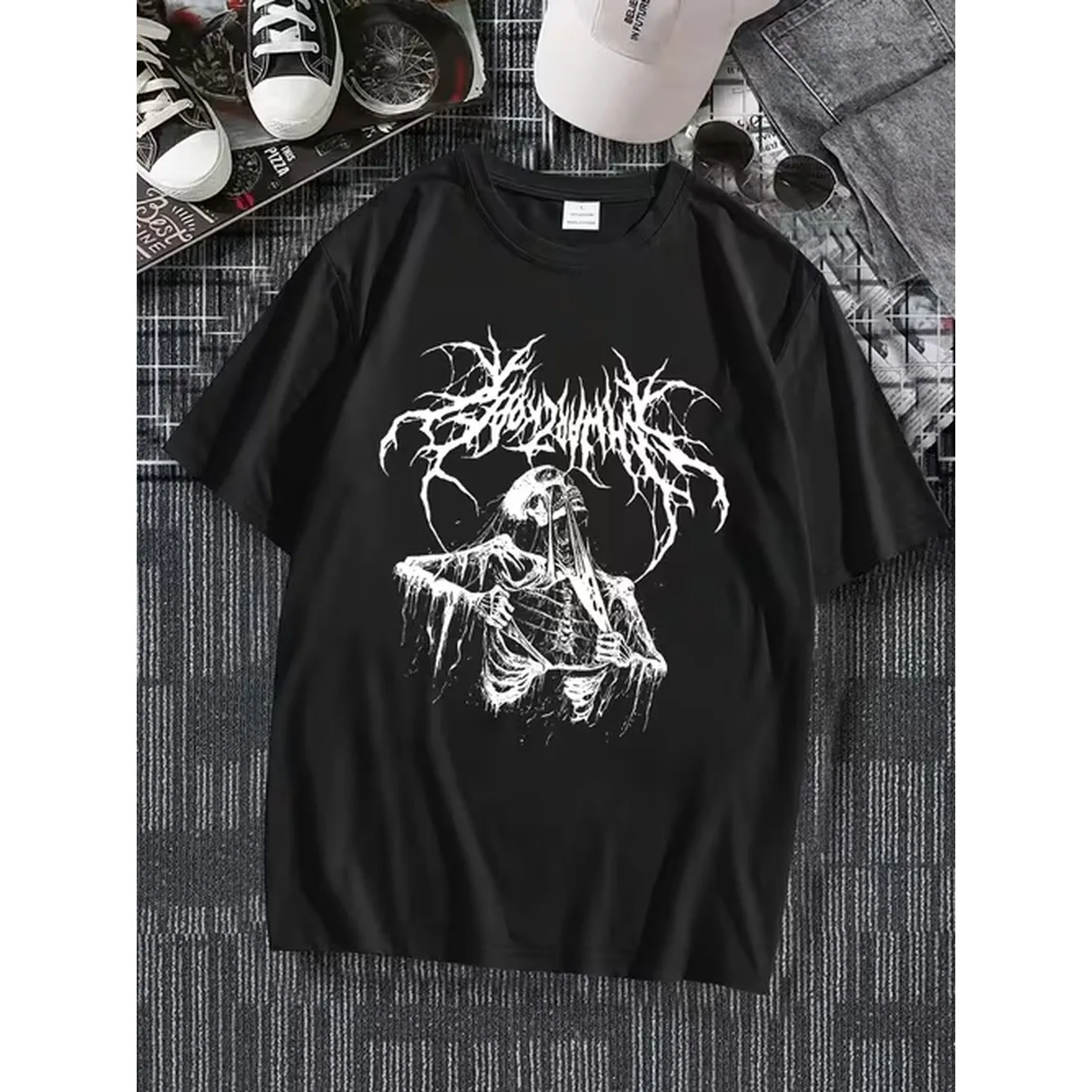 item picture 497 torn skull print mens t shirt comfortable and stretchy ideal for summer outdoor activities street style stretch crew neck t shirt for summer top as a gift casual t shirt for men summer outdoor clothing in black burgundy
