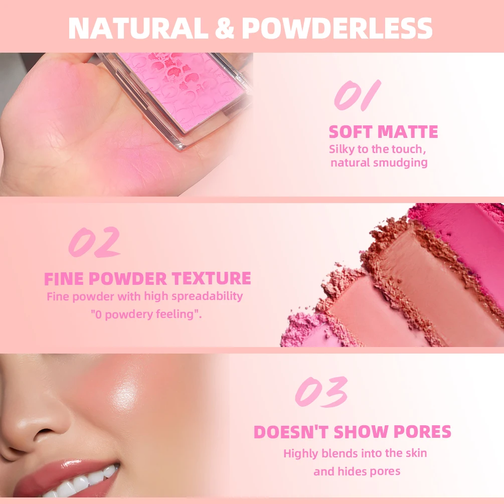 QIBEST كريم طبيعي لوحة أحمر الخدود ماكياج طويل الأمد عالية الصباغ الوجه أحمر الخدود مسحوق الوجه الخد تينت روج النساء مستحضرات التجميل #4