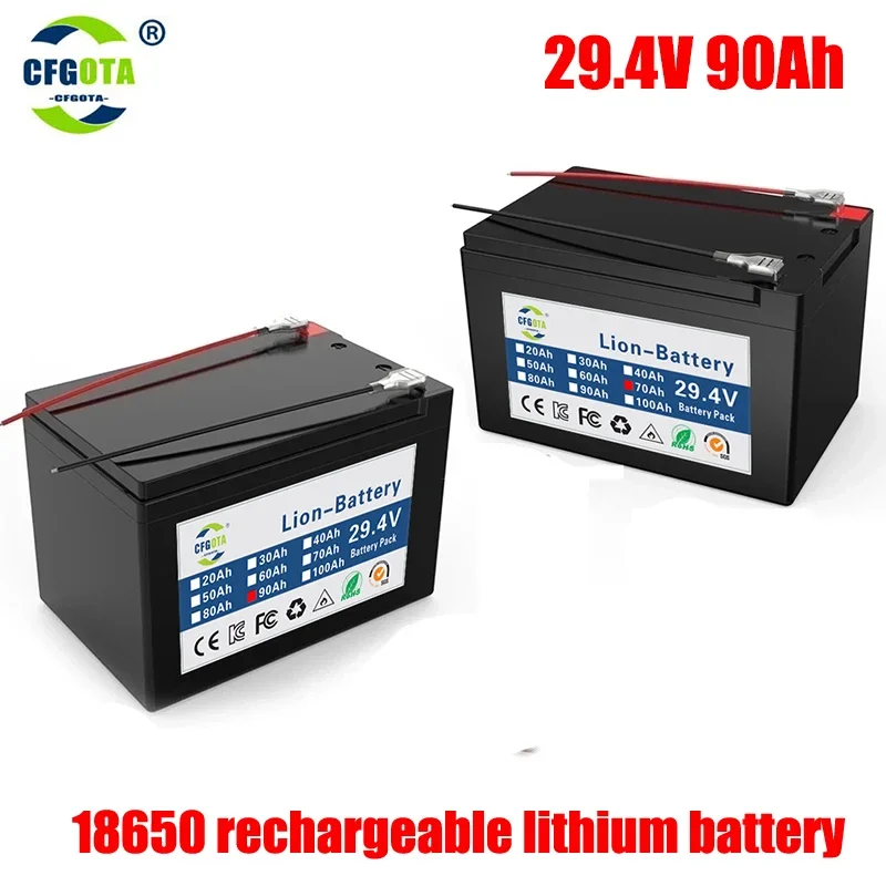 

New 29.4v 18650 Lithium Battery Pack 7s3p 90Ah Built-In High Current BMS Battery For Sprayers Electric Vehicle Batterie+Charger