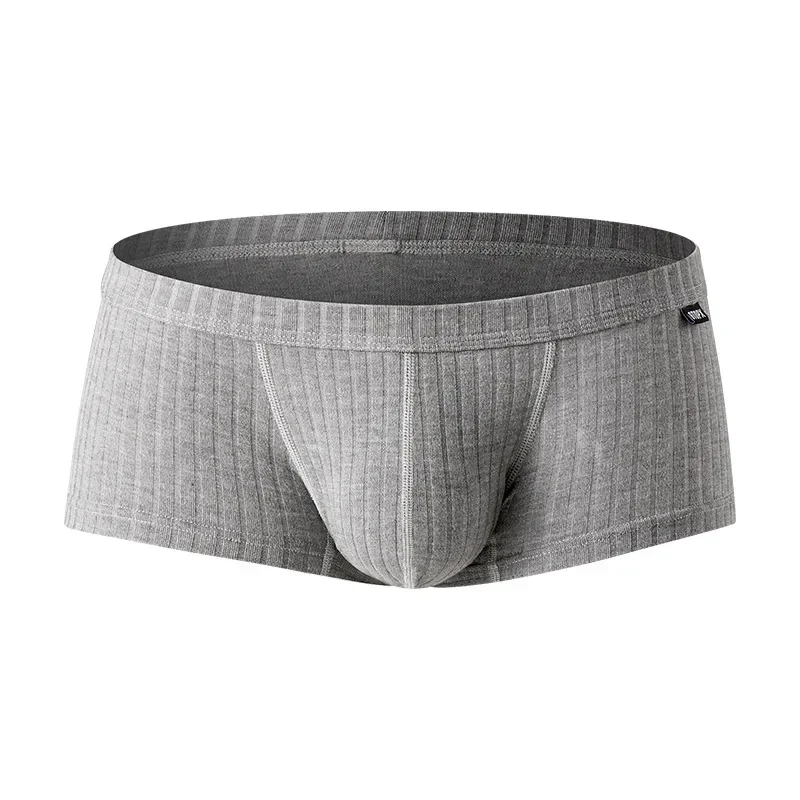 Ribbed Bulge Boxer Briefs for Men Fashion Single Layer Sexy U Convex Pouch Breathable Sweat Absorb Sports Trunks Male Underpants