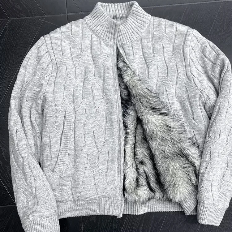 

Thiened Autumn Winter High Collar Sweater Knittedwear Men Women Casual Loose Couple Outerwear Trendy Polyester Fiber Zipper...