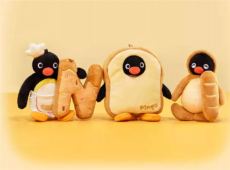 New Kawaii Cute Bread Pingu Pinga Penguin Plush Keychain Chains Kids Stuffed Toys Small Pandent For Children Gifts 14CM
