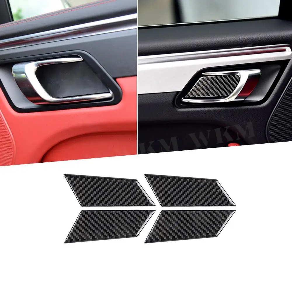 

Carbon Fiber Interior Door Handle Bowl Decorative Cover Trim Decals Sticker for Porsche Macan 2015-2018