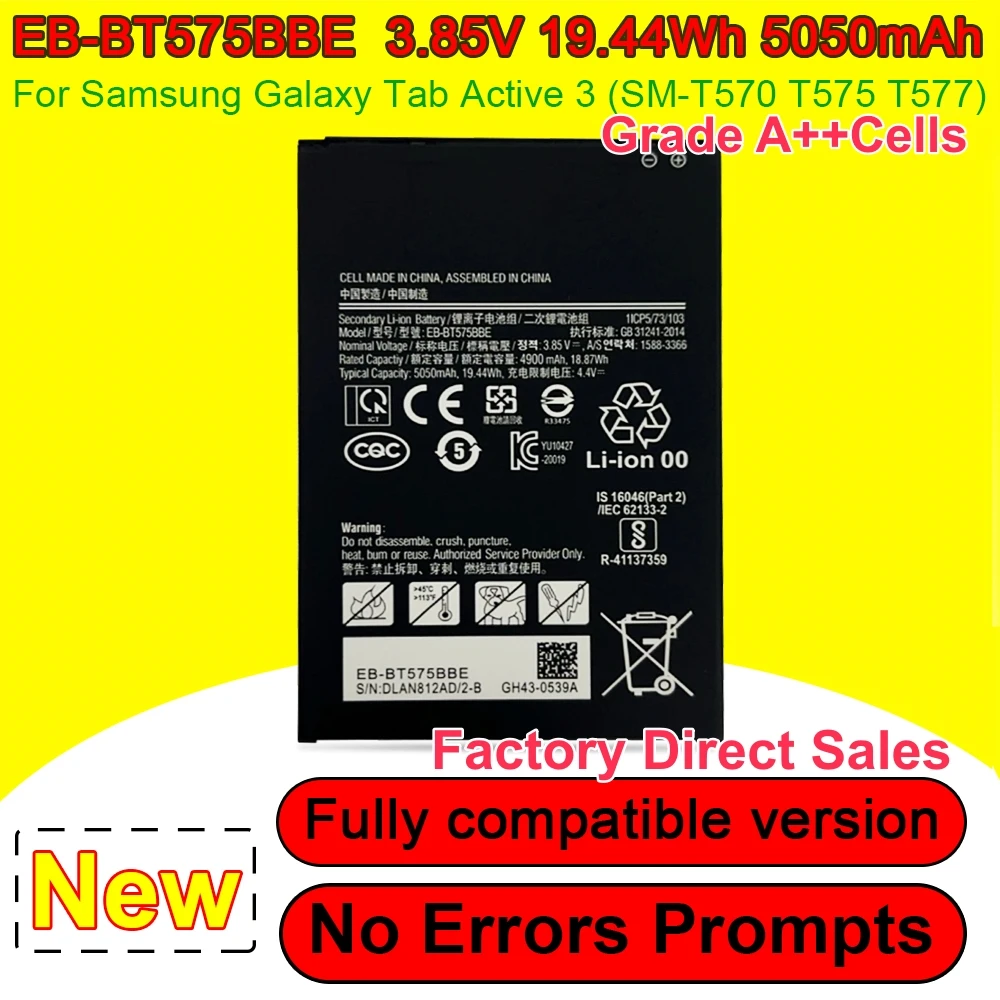 New EB-BT575BBE Tablet Battery For Samsung Galaxy Tab Active3 SM-T570 SM-T575 SM-T577 GH43-05039A Replace Original Battery