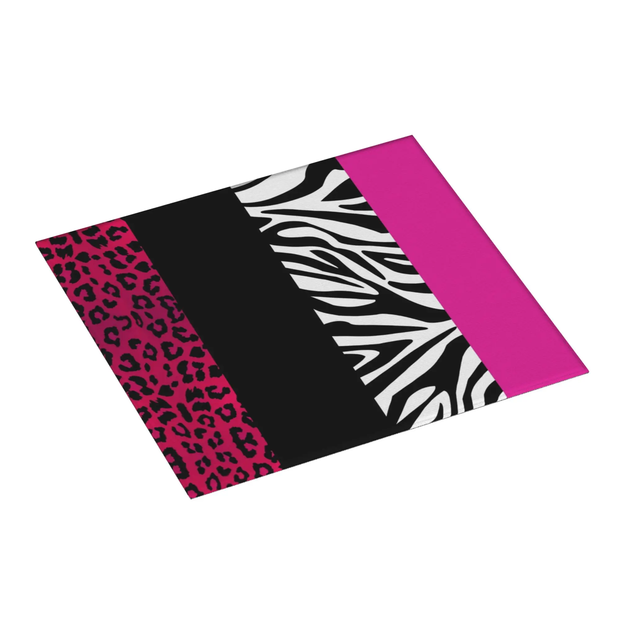 Hot Pink Zebra and Leopard Animal Print Stripes Non‑Slip Waterproof Absorbent Barware Tableware Oil Proof Drying Mat For Kitchen