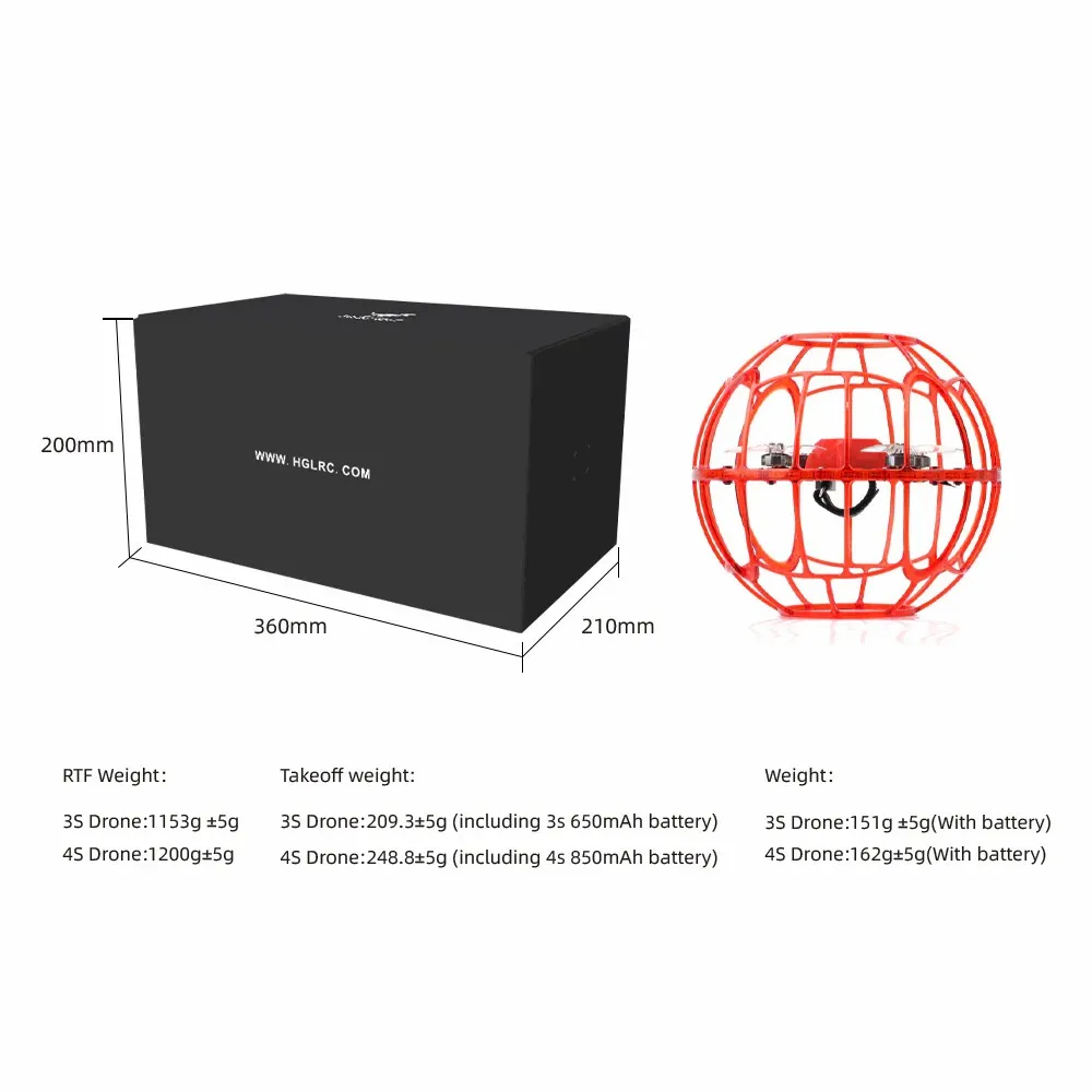 HGLRC D200 Soccer Drone RTF Kit - Crash-Resistant Training Quadcopter For RC FPV Freestyle Drone Education Child Toys Gift
