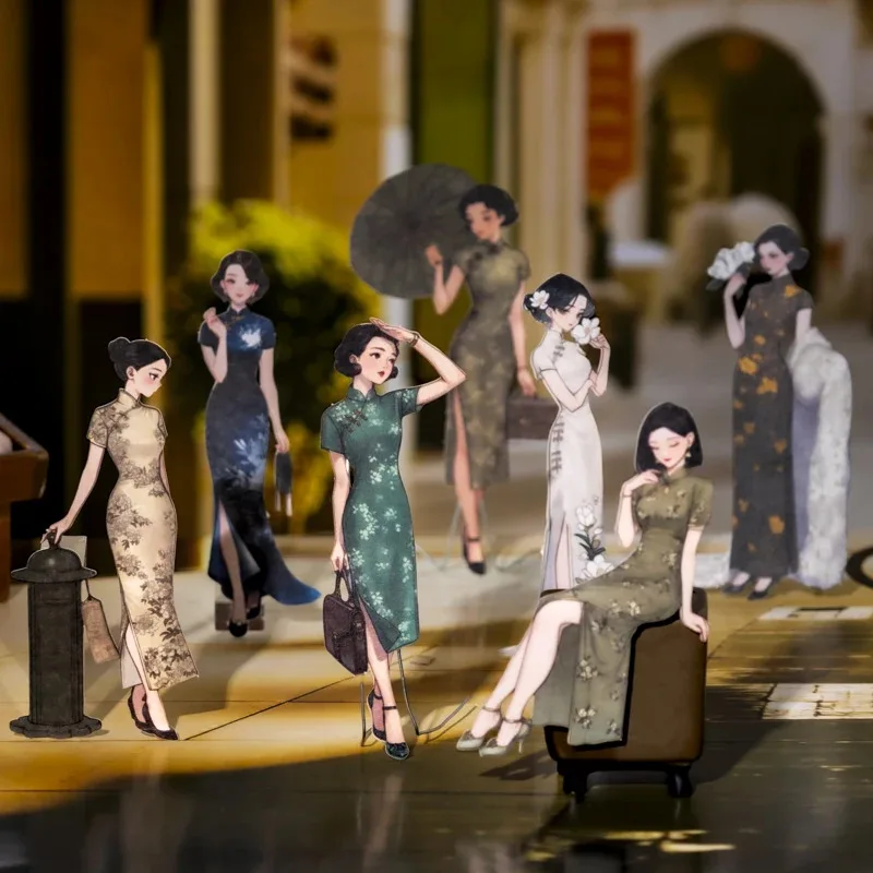 مجلة الذهاب 20 قطعة ملصقات فتاة شيونغسام الصينية خمر لتقوم بها بنفسك ألبوم اليوميات الزخرفية كلية غير المرغوب فيه مجلة سكرابوكينغ الشارات #1