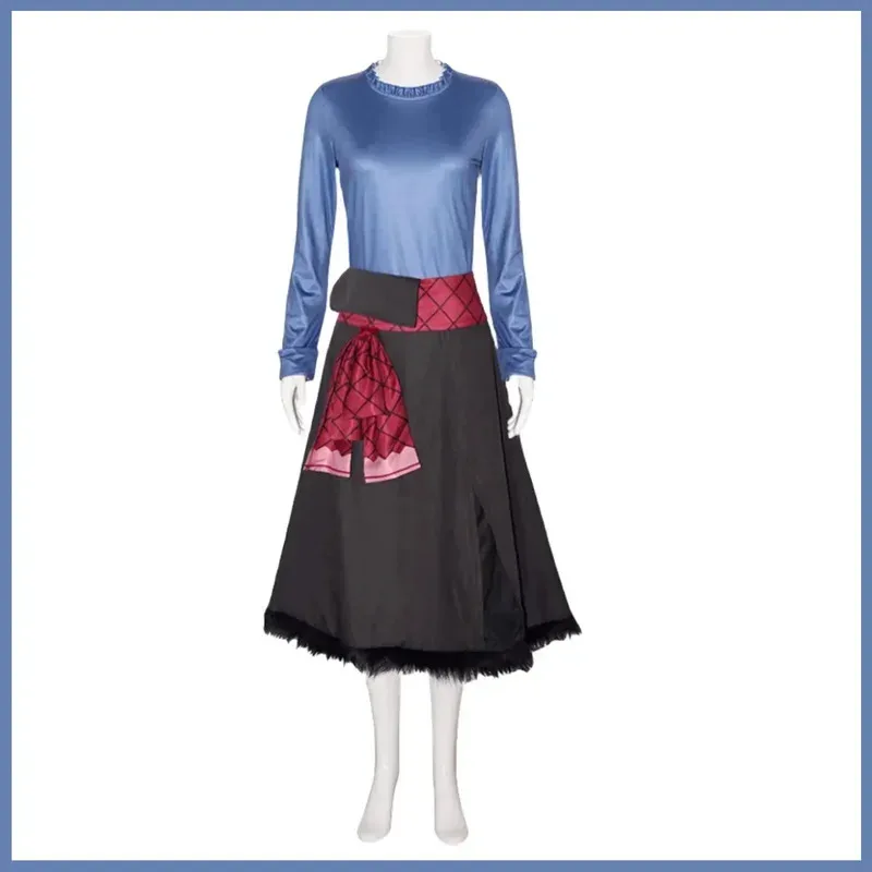 CyNew 애니메이션 스파이스 앤 울프 홀로 코스프레 의상 가발 블루 탑스 유니폼 스커트 성인 여성 할로윈 가장무도회 복장