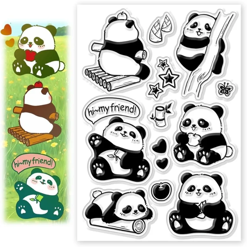 Niedliche Panda Silikon klare Stempel Panda Stempel für DIY Scrap booking Fotoalbum dekorative Karten machen Briefmarken für Weihnachts karte