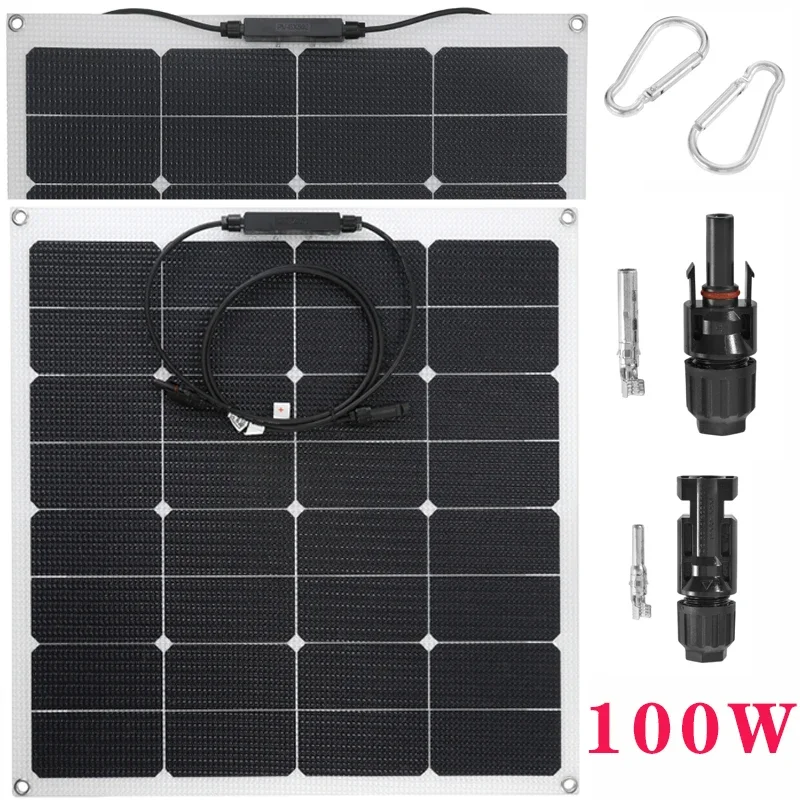 100W 18V ETFE Solar Panel+30A/60A/100A Solars Charge Controller for Outdoor Camping Home Car Energy Storage Charging Plate Set