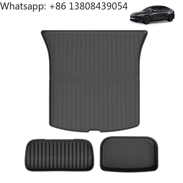 New 2025 TPE Rubber Odorless All Weather Waterproof Durable Anti-slip Car Foot Mat Leather Pattern for Tesla Model Y