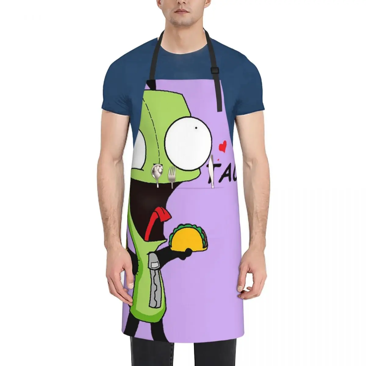 Gir Loves Tacos (Invader Zim) Aprons Chef Cooking Cuisine Tablier Waterproof Bib Kitchen Cleaning Pinafore for Women Men