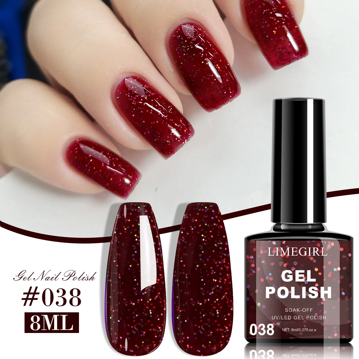 

LIMEGIRL Nail Gel Polish Sheer Neutral Natural Light Color 8ML UV Glitter Varnish Nails Art Gel for Manicure Salon DIY Home Gift
