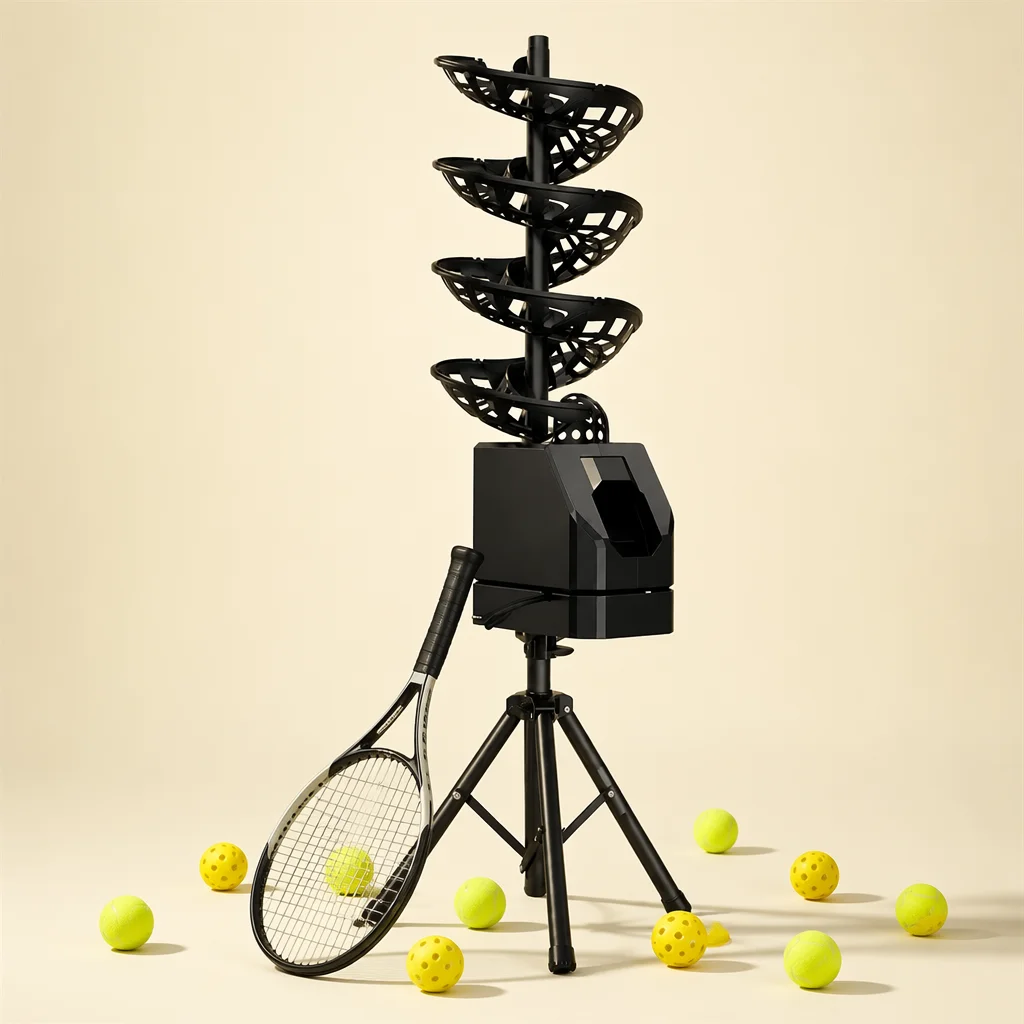 【CHIMU HOME】 for Automatic Tennis Ball Machine Professional Height-Adjustable Tripod with Spiral Track Serving Launcher