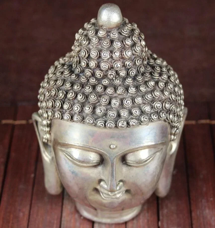 Copper Statue White copper gilded silver study home furnishings craft supplies such as Buddha's head